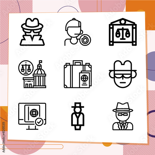 Simple set of 9 icons related to official