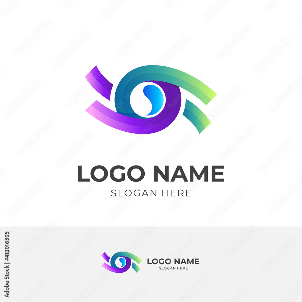 vision logo design with 3d colorful style