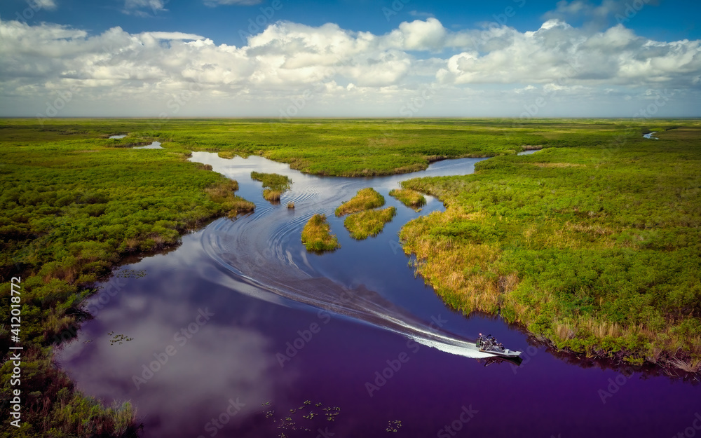 Aerial View of Florida Everglades - obrazy, fototapety, plakaty 