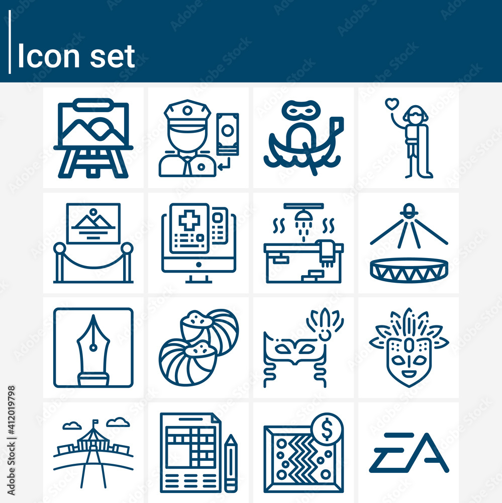 Simple set of arts related lineal icons. Simple set of arts related lineal icons.