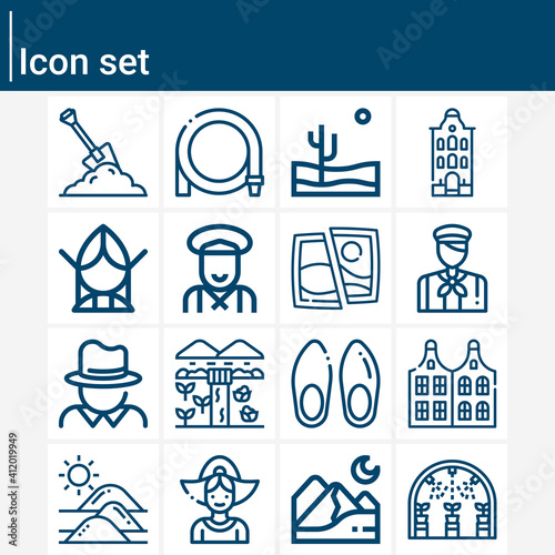 Simple set of ditch related lineal icons.