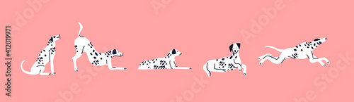 Dalmatian dog cartoon set cute pet isolated