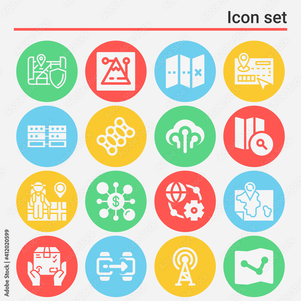 16 pack of bundle  filled web icons set