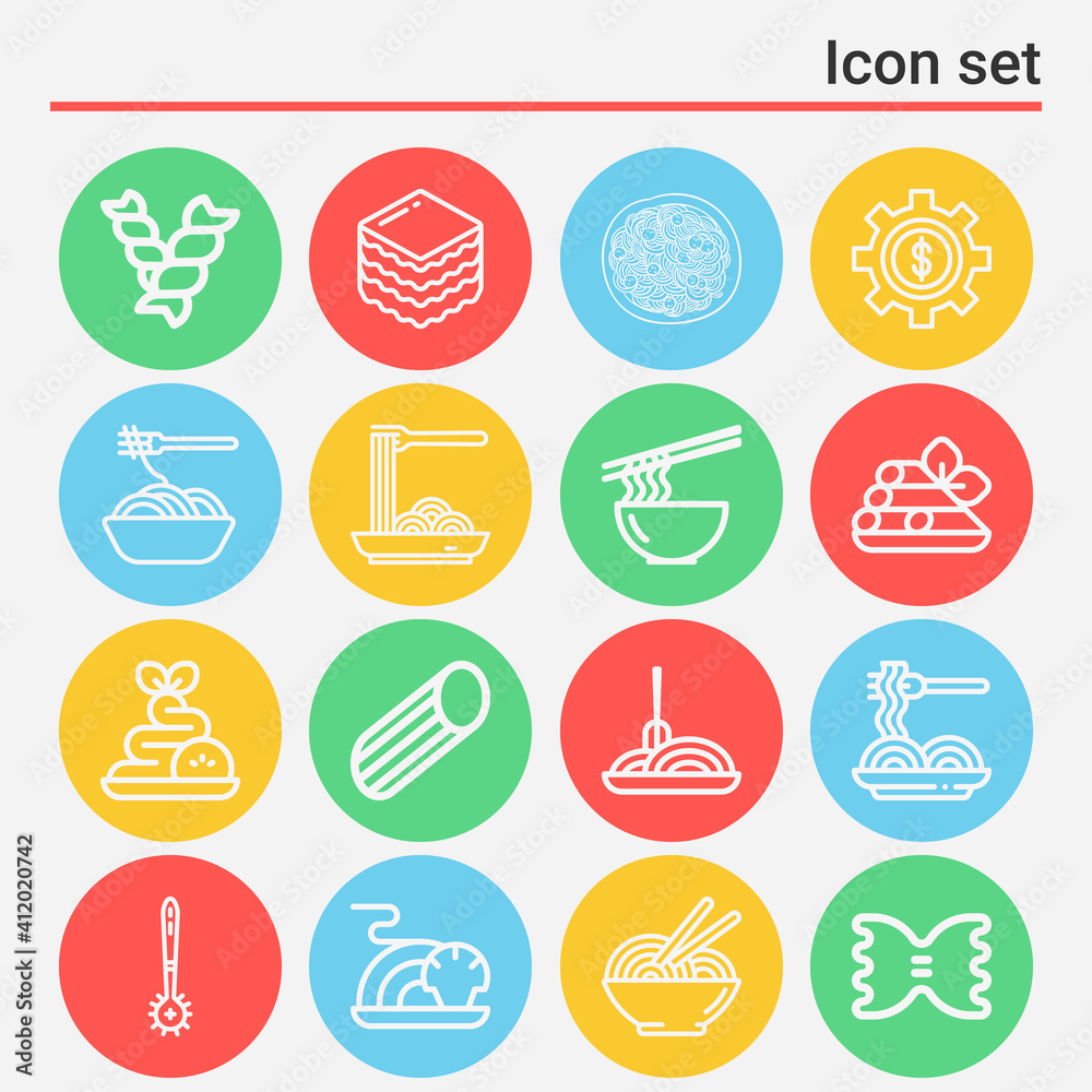 16 pack of becoming  lineal web icons set