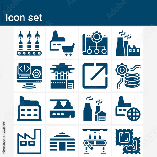 Simple set of producing related filled icons.