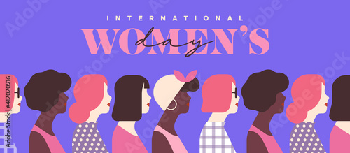 Women's Day pink diverse woman together card