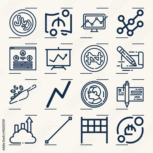 Simple set of sixty related lineal icons.