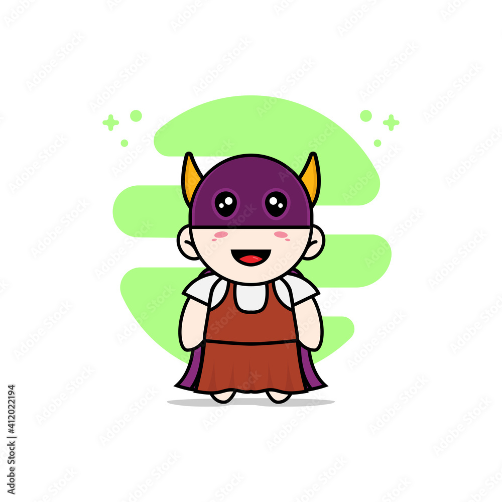 Cute girl character wearing superhero costume. Cute girl character wearing superhero costume.