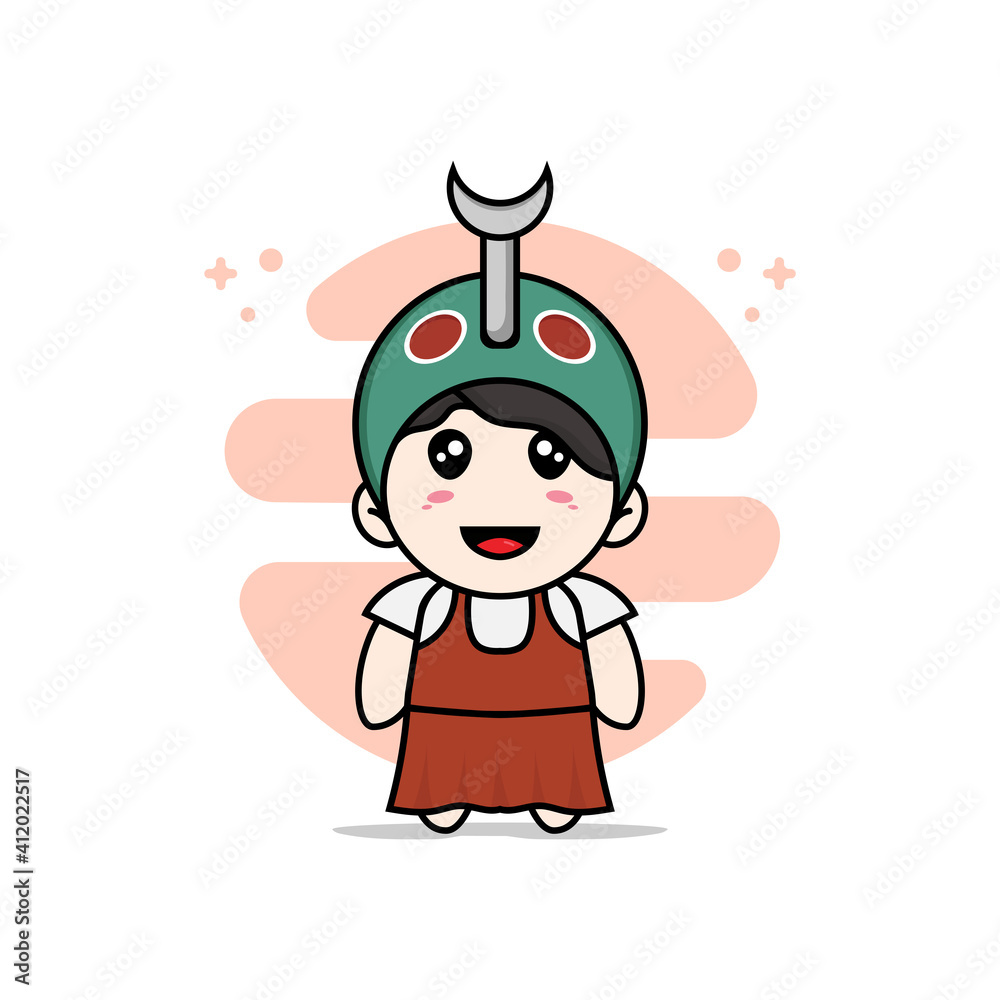 Cute girl character wearing beetle costume. Cute girl character wearing beetle costume.