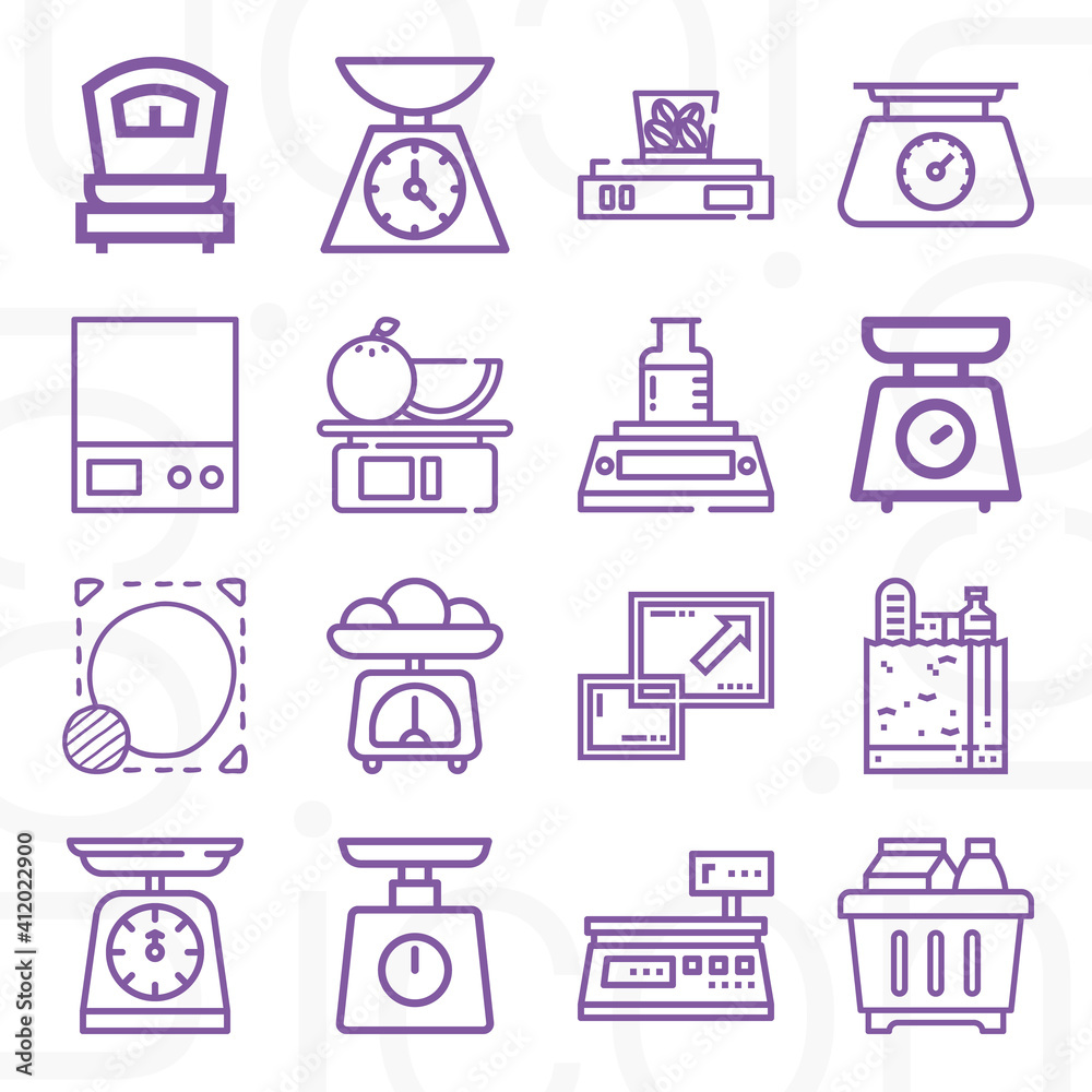 16 pack of ordered series  lineal web icons set