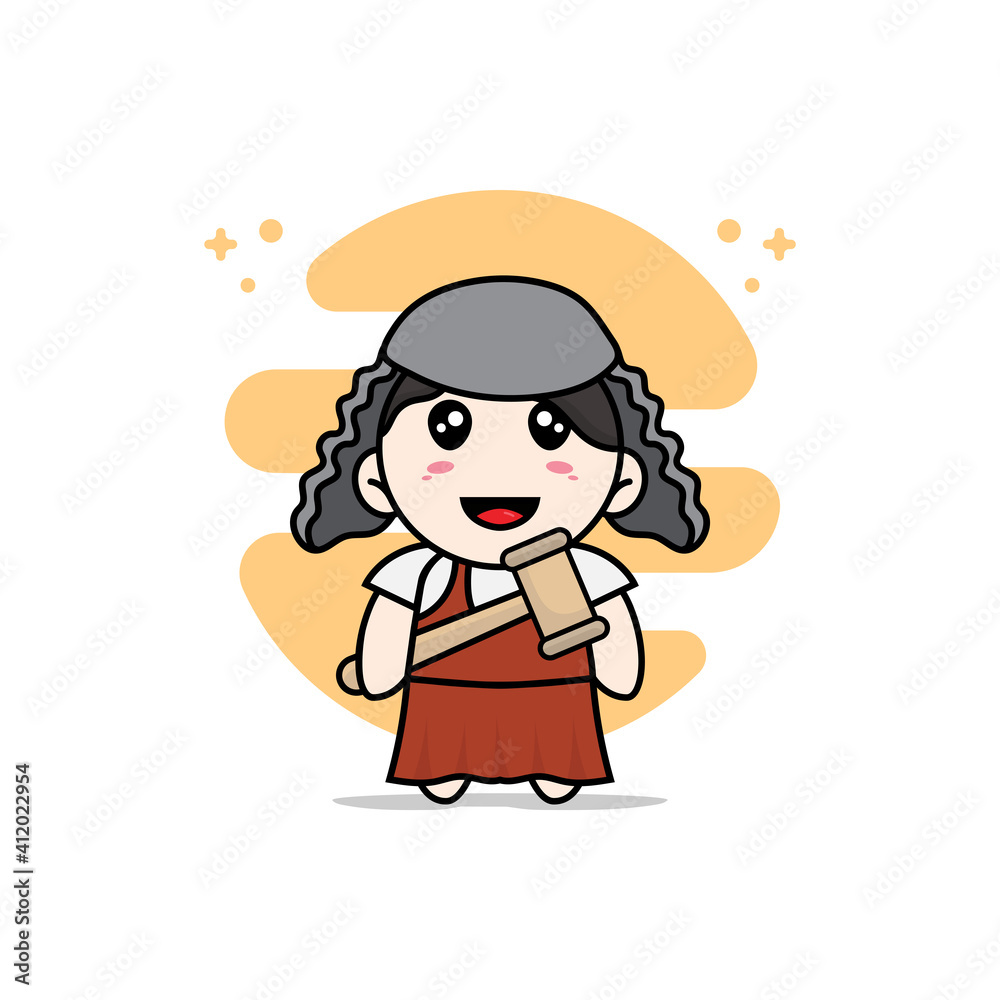 Cute girl character design wearing judge costume.