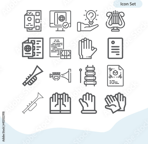 Simple set of legal document related lineal icons.