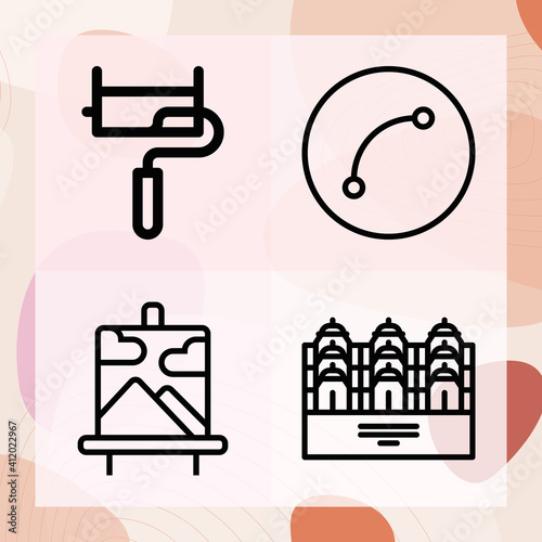 Simple set of pop art related lineal icons