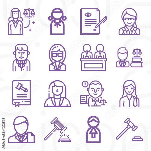 16 pack of professional person  lineal web icons set