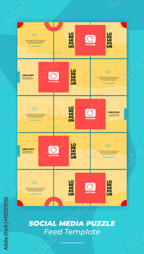 Modern and Full Color Social Media Puzzle Feed Template for an interesting sales concept