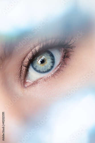 close up of a blue eye