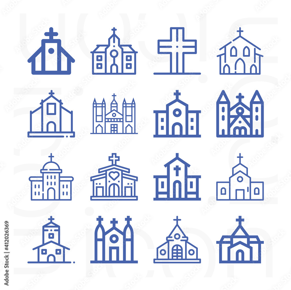 16 pack of religious service  lineal web icons set