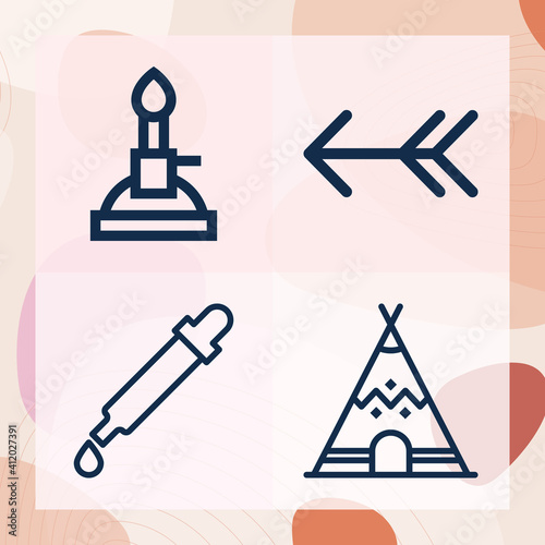 Simple set of india related lineal icons