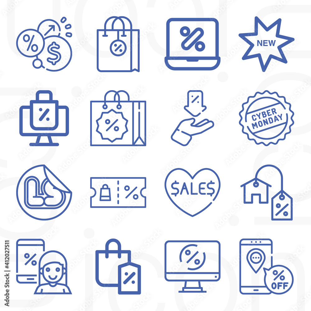 16 pack of price reduction lineal web icons set 16 pack of price reduction lineal web icons set