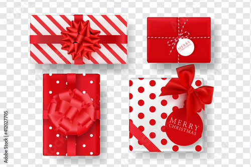 Realistic christmas gift collection. 