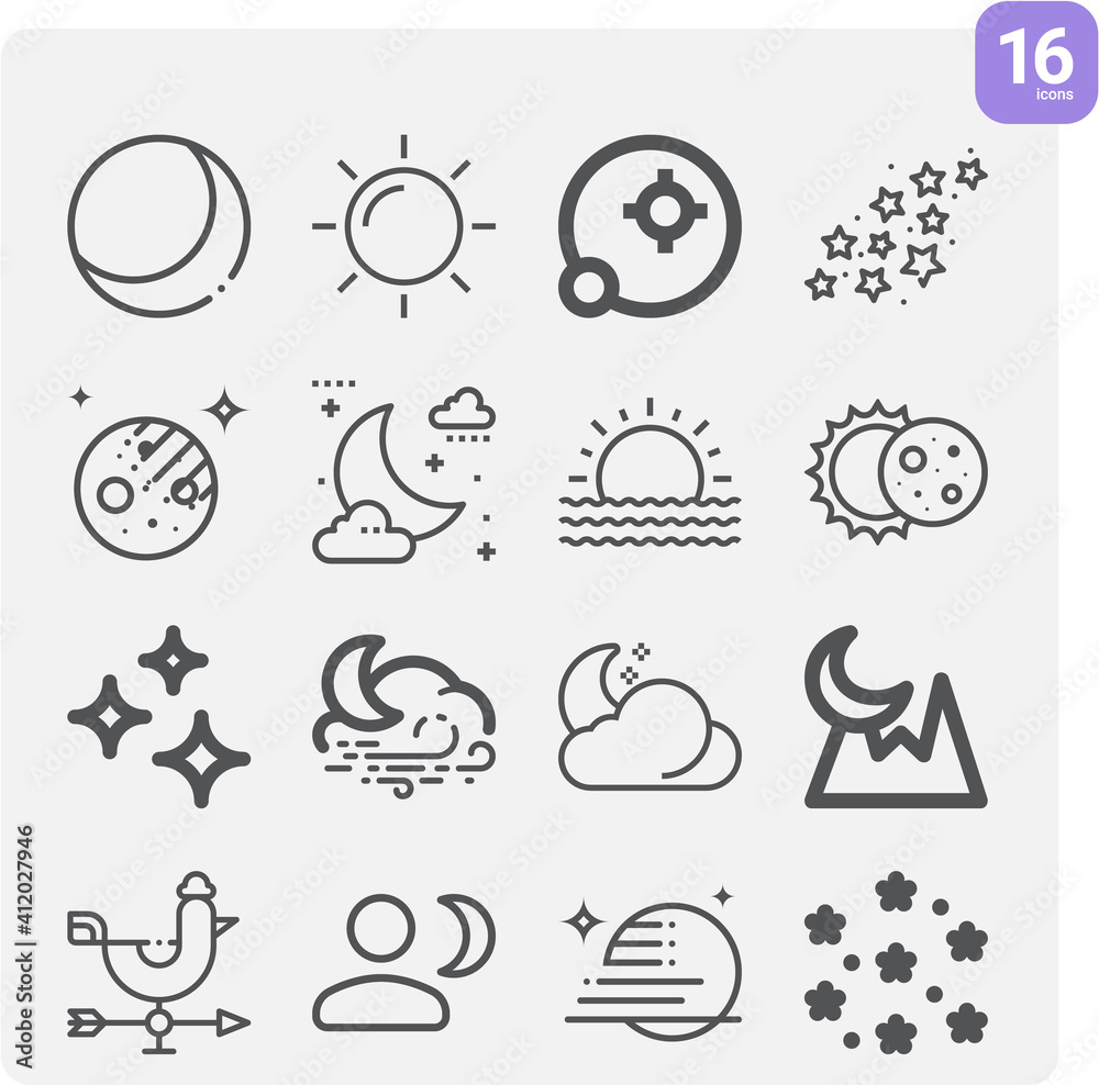 Simple set of infinity related lineal icons.