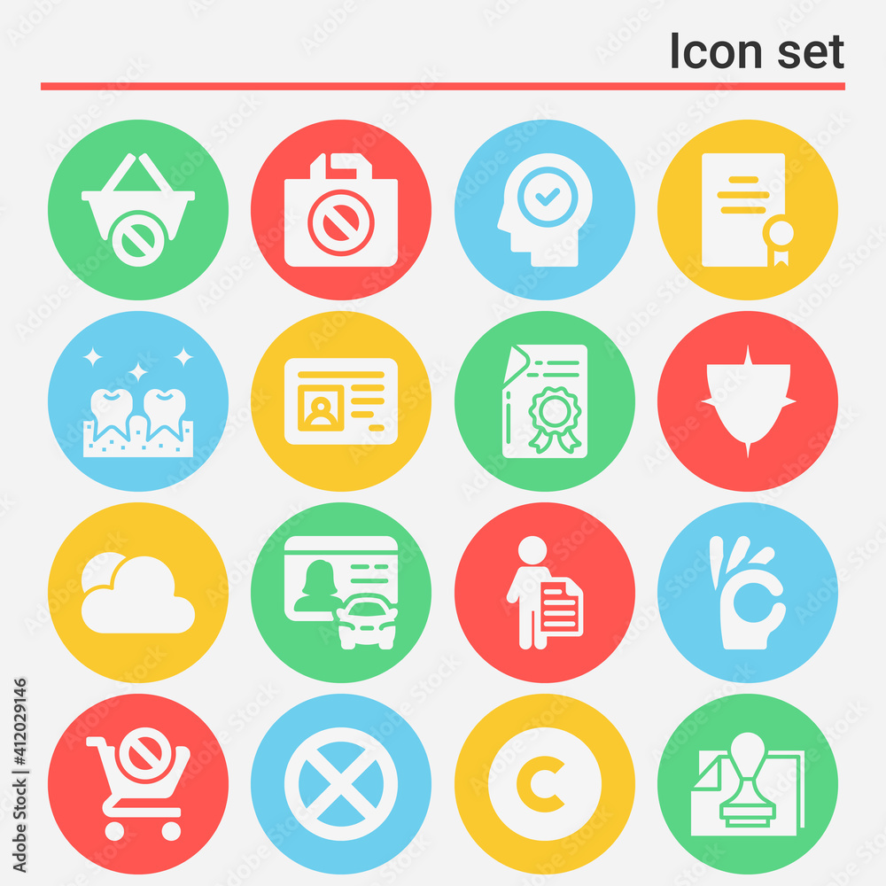 16 pack of license  filled web icons set