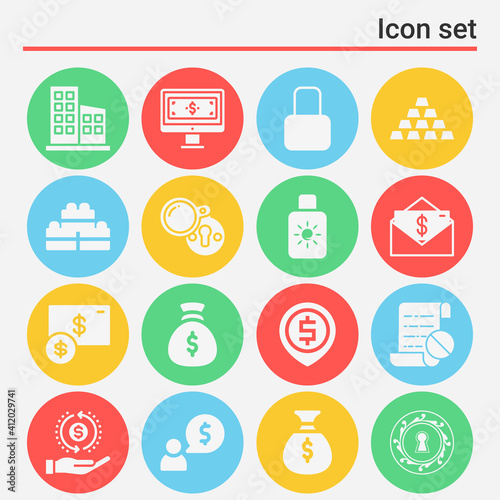16 pack of sterling filled web icons set