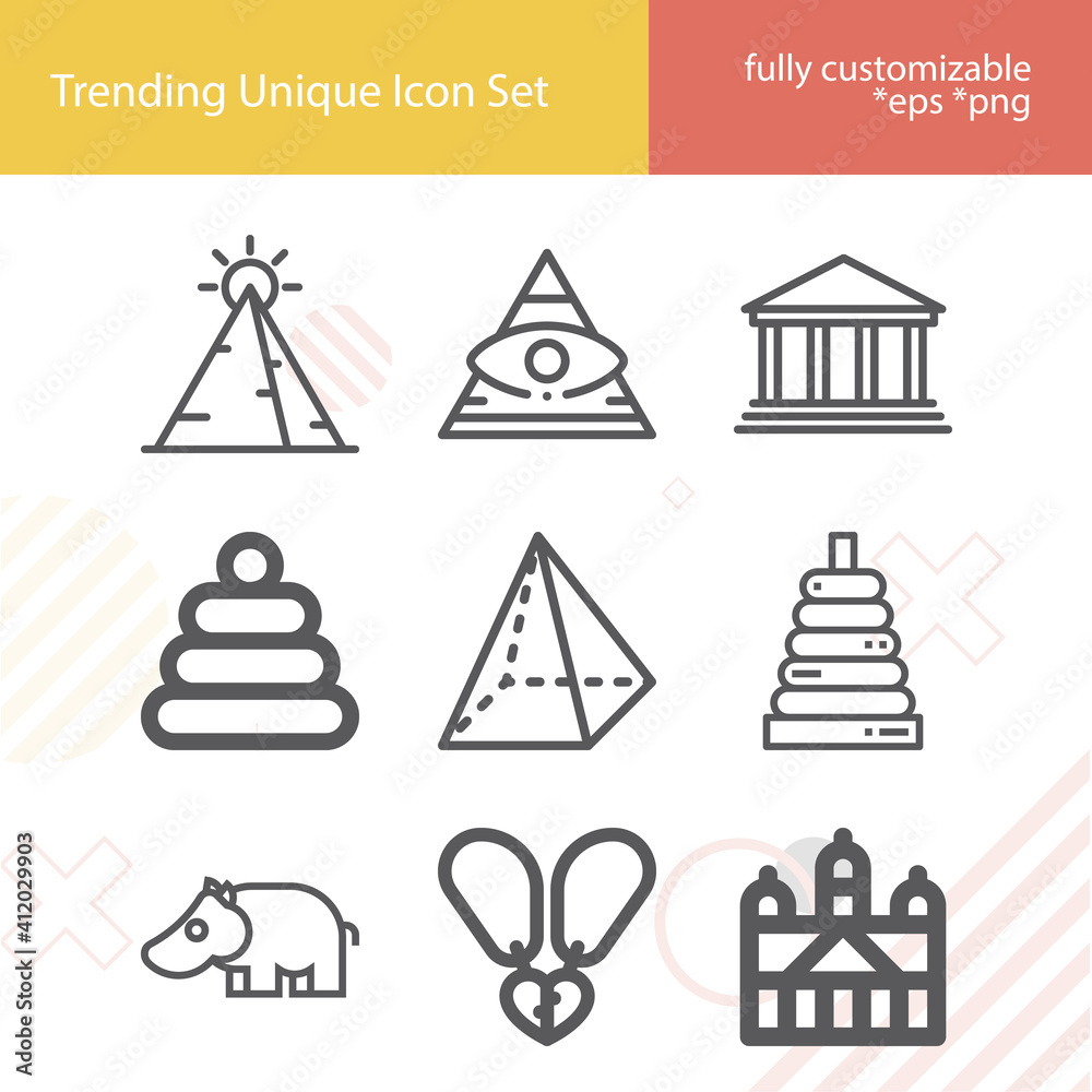 Simple set of egypt related lineal icons.