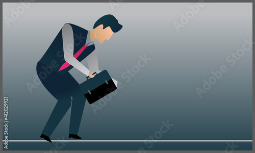 
vector illustration
businessman who keeps his balance on the rope