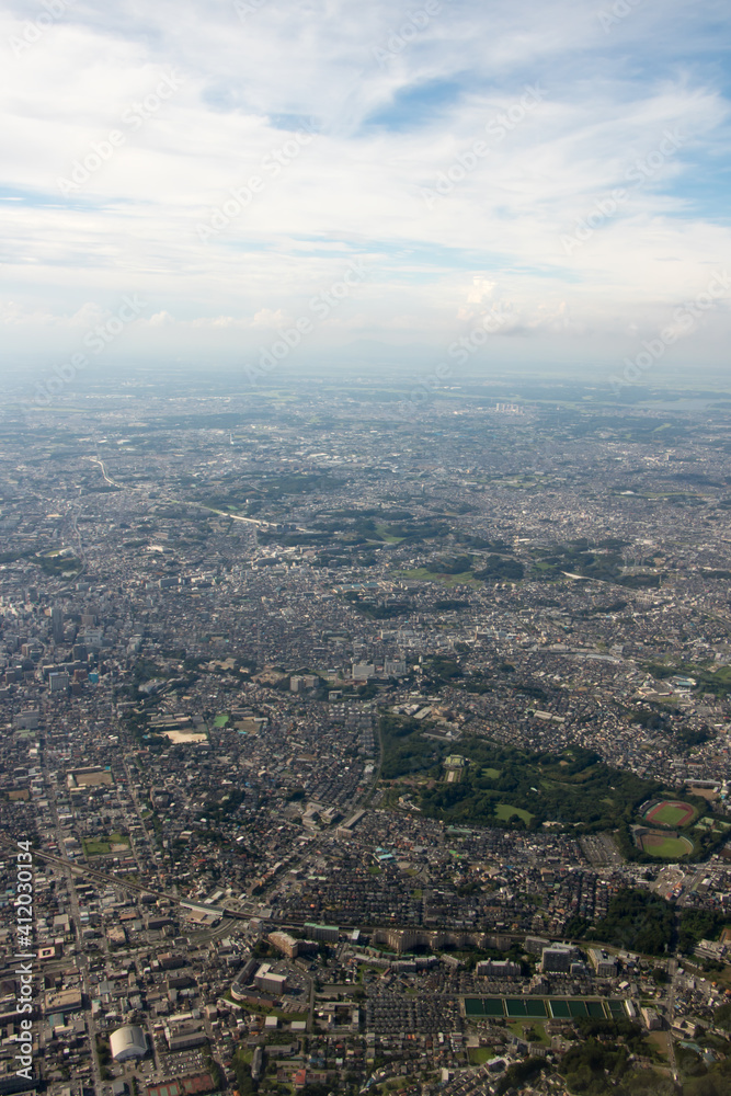 飛行機から見た東京都心風景　縦