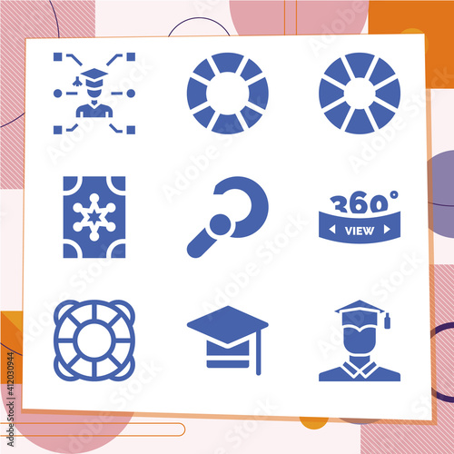 Simple set of 9 icons related to diploma