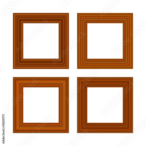 Set of squared golden vintage wooden frame for your design. Vintage cover. Place for text. Vintage antique gold beautiful rectangular frames. Template vector illustration.