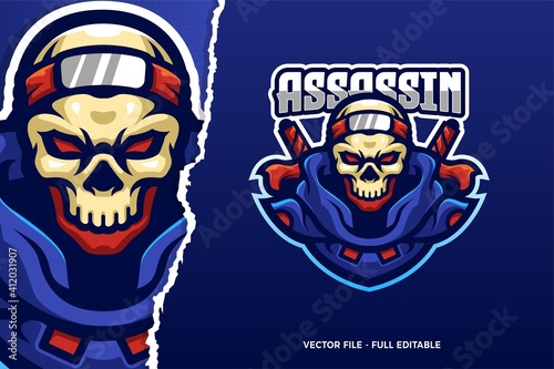 Ninja Assassin Skull E-sport Game Logo Template