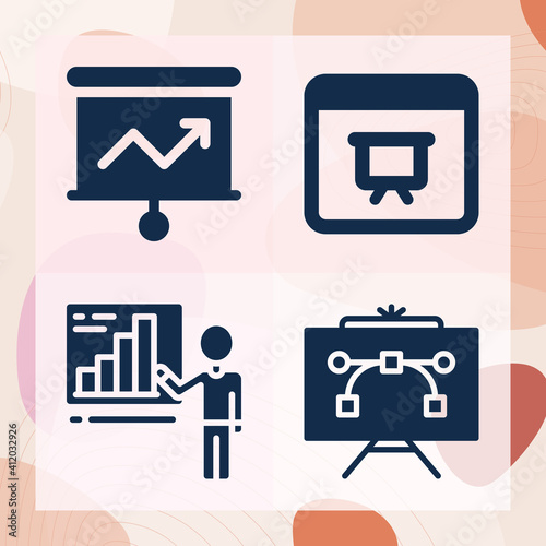 Simple set of lecture demonstration related filled icons