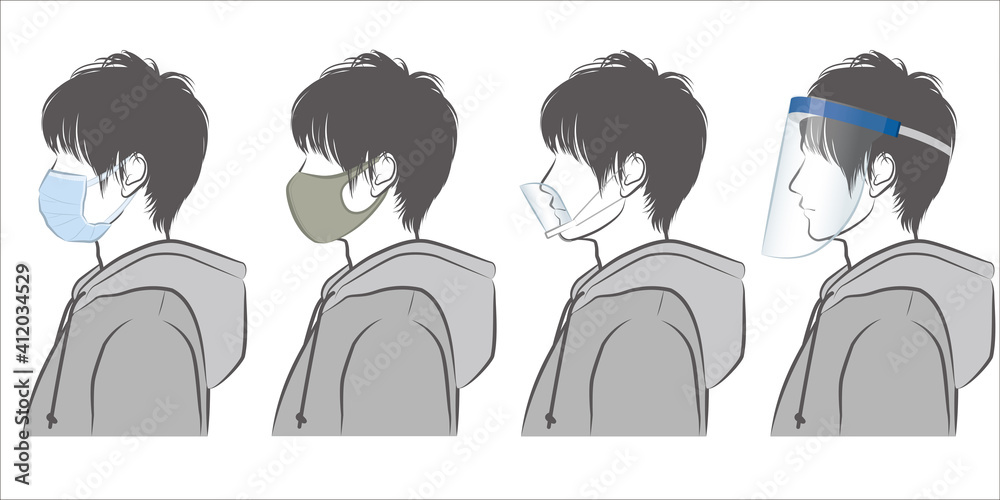 男性の横顔のイラスト ウイルスの感染対策 Stock Vector Adobe Stock