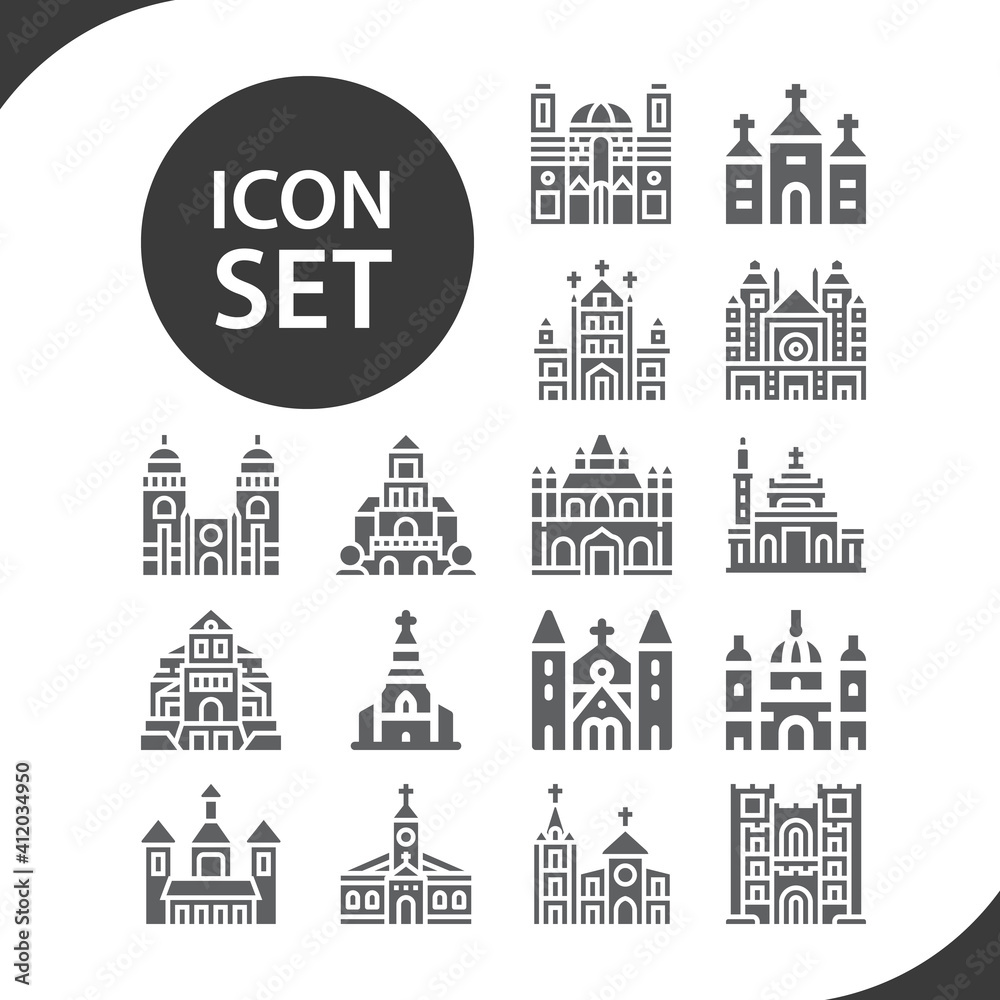 Simple set of churches related filled icons.