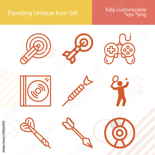 Simple set of soccer players related lineal icons.
