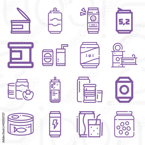 16 pack of canned goods  lineal web icons set