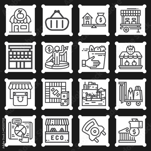 16 pack of monopoly  lineal web icons set