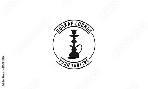 logo Hookah black and white flat style silhouette illustration.