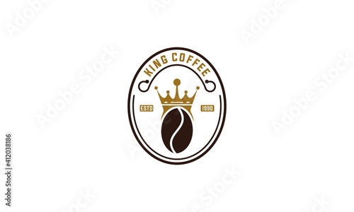 logo king kopi with coffee beans and a crown that reflects the king of coffee beans that will produce the best coffee taste and aroma