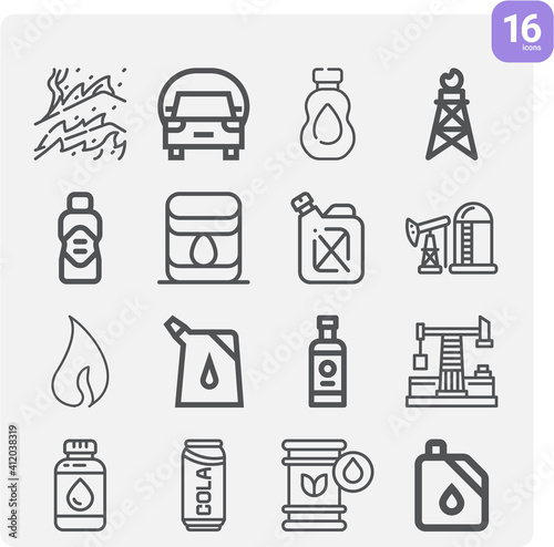 Simple set of coal related lineal icons.