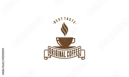 original coffee logo with a glass of delicious coffee
