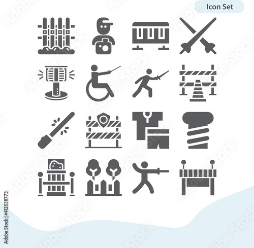 Simple set of offensive activity related filled icons.