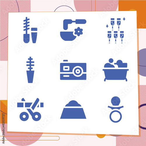 Simple set of 9 icons related to play up