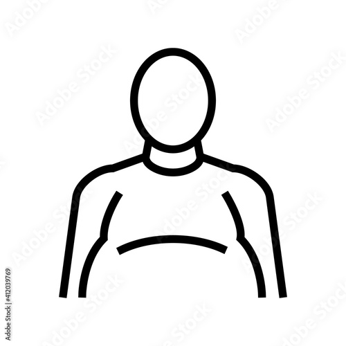 fat human with edema problem line icon vector. fat human with edema problem sign. isolated contour symbol black illustration