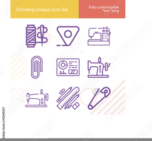 Simple set of materialism related lineal icons.