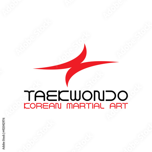 TAEKWONDO Korean martial art school logo design vector