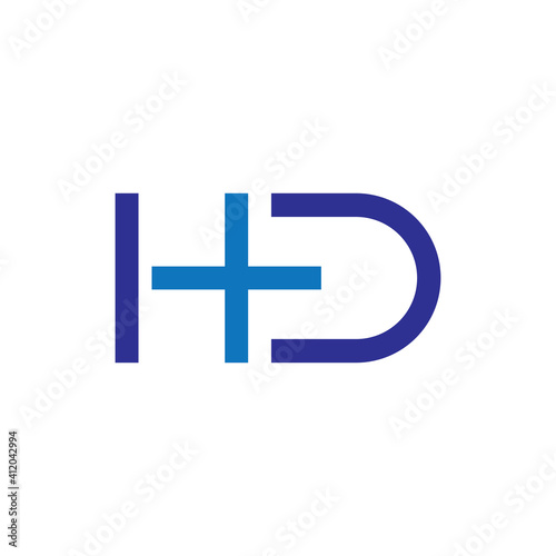 HD letter with plus logo design vector