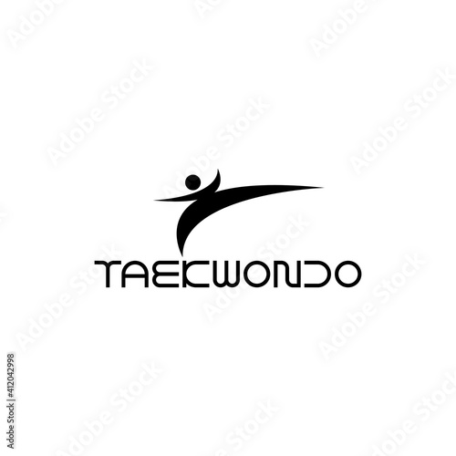 TAEKWONDO Korean martial art school logo design vector